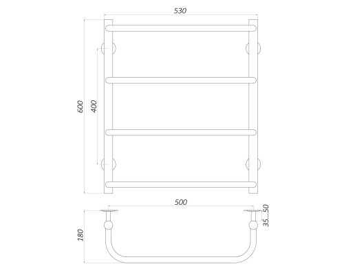 Рушникосушарка UNIO LS W 600-500-4 Драбинка Скоба вода - UNIO