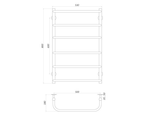 Полотенцесушитель UNIO LS W 800-500-6 Лесенка Скоба вода