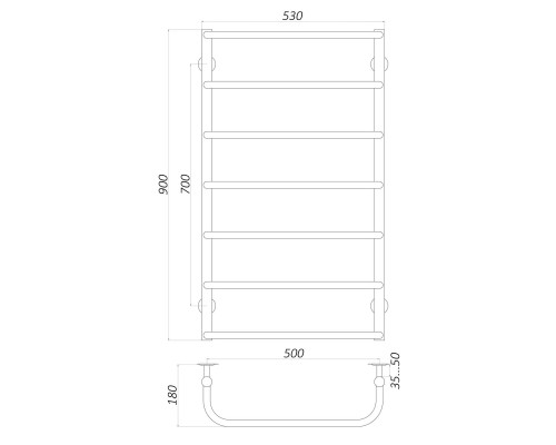 Рушникосушарка UNIO LS W 900-500-7 Драбинка Скоба вода - UNIO