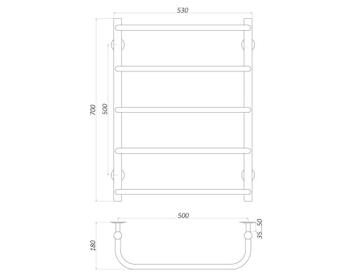 Рушникосушарка UNIO LS EL 700-500-5 Драбинка Скоба електро - UNIO