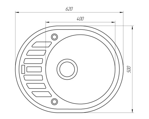 Гранітна мийка Globus Lux ARNO чорний 620х500мм-А0002 - Globus Lux