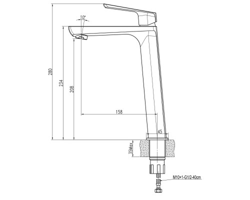 Змішувач для умивальника TOPAZ LEXI TL 21203-H57 - TOPAZ