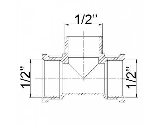 Трійник латунний 1/2″ВР х 1/2″ЗР х 1/2″ВР ливарний 211Б - !NoName