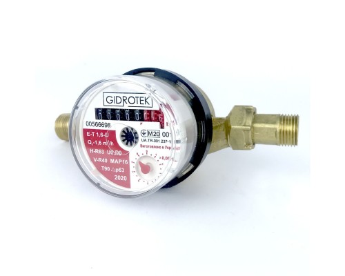 Лічильник гарячої води Gidrotek E-T 1,6U 1/2″ зі штуцером (110мм) - Gidrotek