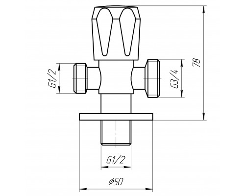 Кран вентильний кутовий Professional 1/2″X1/2″X3/4″ NV-QP555 - Quality Professional