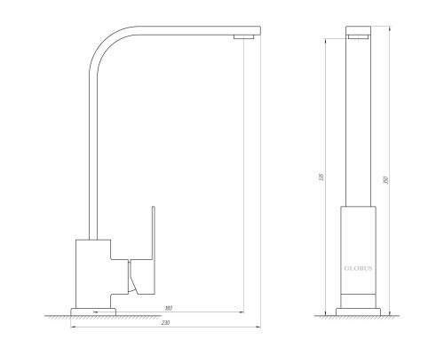 Змішувач для кухні Globus Lux SICILIA SBQ-203S-GRAY - Globus Lux