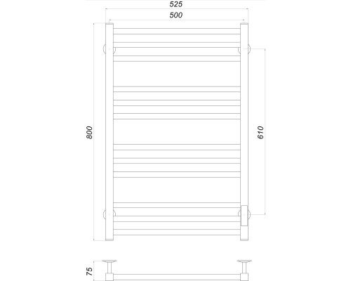 Рушникосушарка UNIO MS EU 800-500-12 BLK Модена электро черная