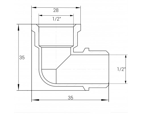 Кутник нікельований 1/2″ВР х 1/2″ЗР штампований А0122-1А(нк) VA - VA