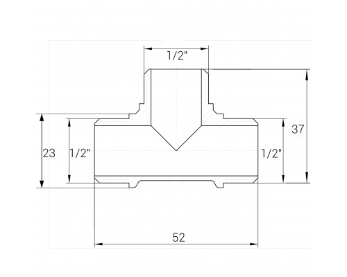 Тройник никелированный 1/2″НР х 1/2″НР х 1/2″НР штампованный А0214А(нк) VA