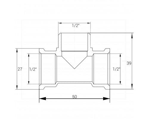 Трійник нікельований 1/2″ВР х 1/2″ЗР х 1/2″ВР штампований А0211А(нк) VA - VA