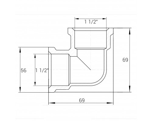 Кутник нікельований 1 1/2″ВР х 1 1/2″ВР ливарний А0135А(нк) VA - VA