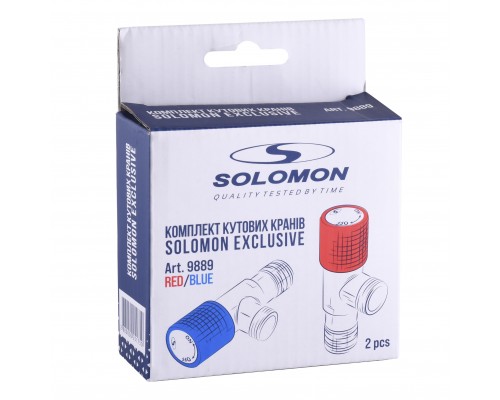 Комплект кранів кутових кераміка SOLOMON EXCLUSIVE 1/2″X1/2″ 9889 RED/BLUE (комплект2шт.) - Solomon