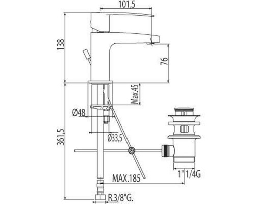 Змішувач для умивальника TRES FLAT-TRES 20410301- висота H-138 мм - TRES