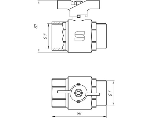 Кран шаровый прямой SELBA 1″ НВ ЖБ SL1508