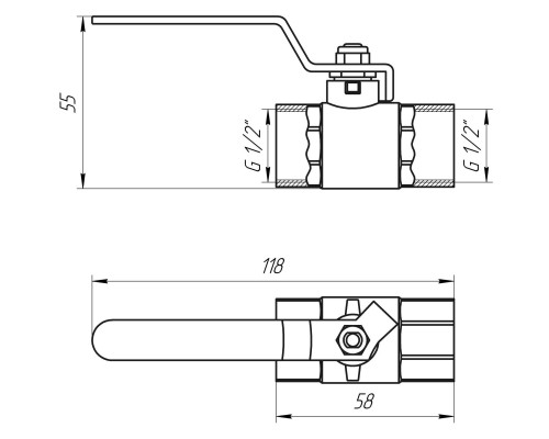 Кран шаровый прямой Q PROFESSIONAL 1/2″ ВВ КР PN40 QP151