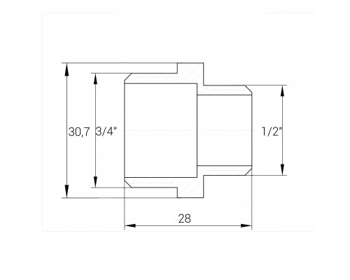 Ніпель редукційний латунний 3/4″ЗР х 1/2″ЗР штампований А0511А VA - VA