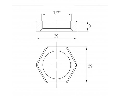 Контргайка латунна 1/2″ВР штампована А1201А VA - VA