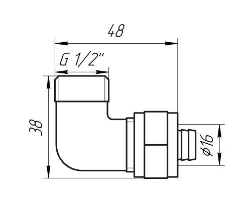 Уголок с наружной резьбой APE ITALY 753 L 1/2″х16