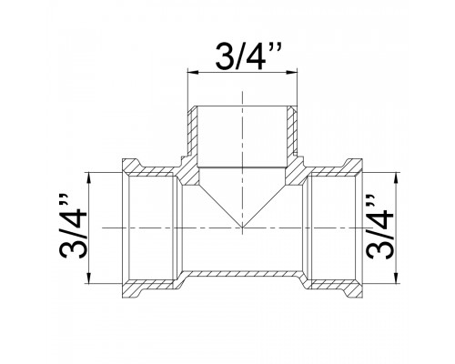 Трійник латунний 3/4″ВР х 3/4″ЗР х 3/4″ВР ливарний 663Б - !NoName