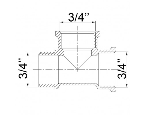 Трійник латунний 3/4″ВР х 3/4″ВР х 3/4″ЗР ливарний 210Б - !NoName