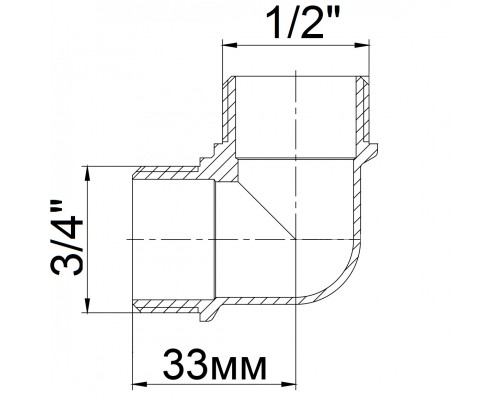 Кутник редукційний латунний 3/4″ЗР х 1/2″ЗР ливарний 1010Б - !NoName