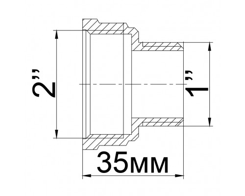 Перехідник редукційний латунний 2″ВР х 1″ЗР ливарний посилений 620-1Б - !NoName