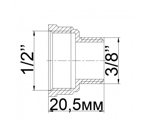 Перехідник редукційний латунний 1/2″ВР х 3/8″ЗР ливарний 640Б - !NoName