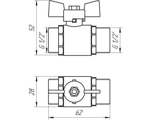 Кран шаровый прямой Q PROFESSIONAL 1/2″ НН КБ PN40 QP153