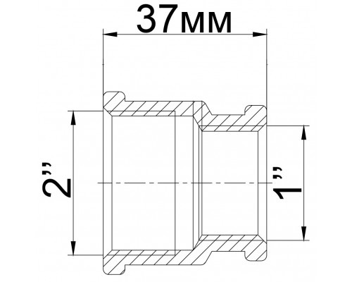 Муфта редукционная латунная 2″ВР х 1″ВР литейная 321Б