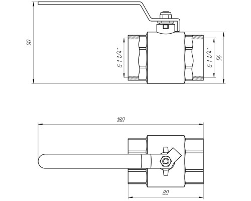 Кран кульовий прямий Q PROFESSIONAL 1 1/4″ ВВ КР PN40 QP151 - Quality Professional