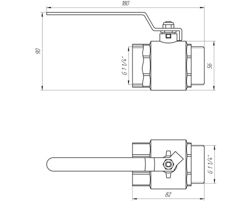 Кран кульовий прямий Q PROFESSIONAL 1 1/4″ ЗВ КР PN40 QP152 - Quality Professional