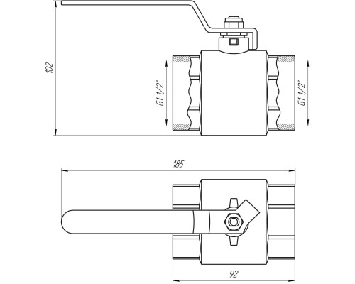 Кран шаровый прямой Q PROFESSIONAL 1 1/2″ ВВ КР PN40 QP151