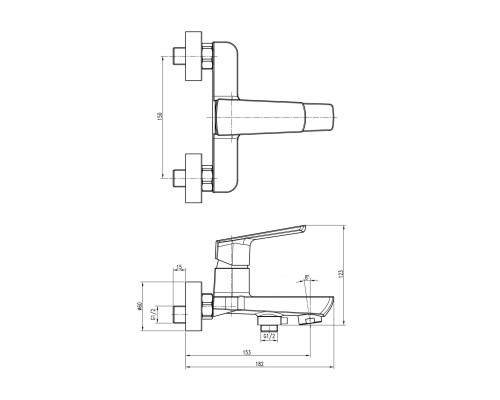 Змішувач для ванни TOPAZ LEXI TL21101A-H57-0 - TOPAZ