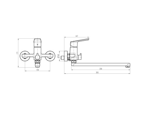 Змішувач для ванни TOPAZ LEXI TL21208A-H57-BL - TOPAZ