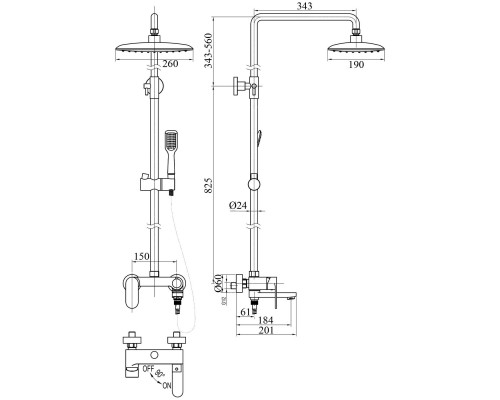 Душова система TOPAZ BARTS-TB 07102-H36-S - TOPAZ