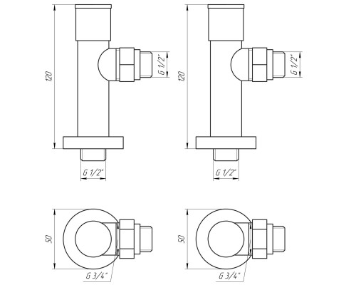 Набор Кран вентильный угловой с американкой SOLOMON LUX 1/2″ 7777 (2шт.) WHITE