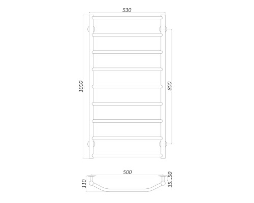 Рушникосушарка UNIO LT W 1000-500-9 Драбинка Трапеція вода - UNIO