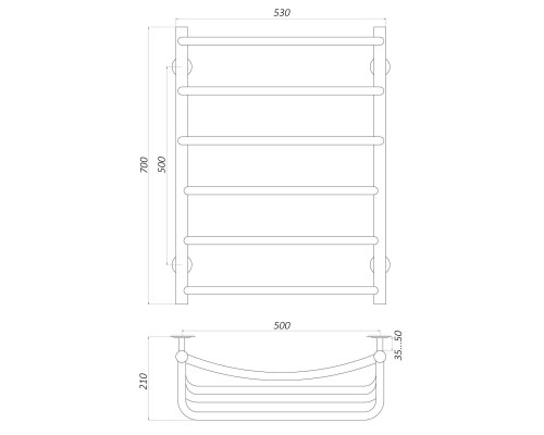 Рушникосушарка UNIO LKD ER 700-500-6 Драбинка Каскад Дуга електро - UNIO