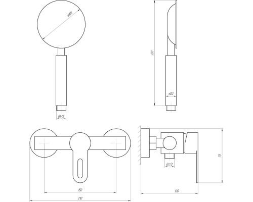 Змішувач для душу Globus Lux RING SR-105 - Globus Lux