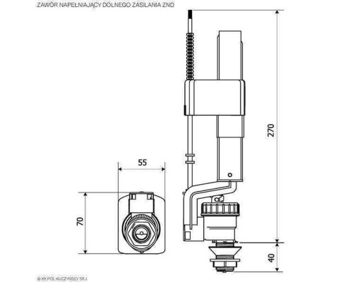 Клапан заповнення K.K.POL ZND/111- 1/2″ РР, нижн. пластик - K. K. Pol