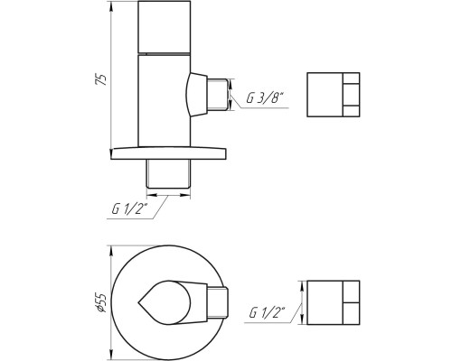 Кран напівобертовий кутовий з цангою SOLOMON 1/2″x3/8″ 9082 - Solomon