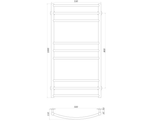 Рушникосушарка UNIO LDE W 1000-500-9 BLK Драбинка Дуга Еліт вода чорна - UNIO