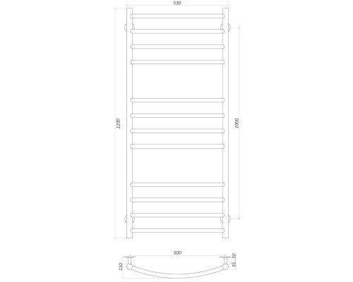 Полотенцесушитель UNIO LDE W 1200-500-12 BLK Лесенка Дуга Элит вода черная