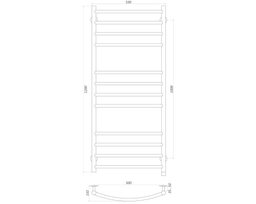 Рушникосушарка UNIO LDE EL 1200-500-12 BLK Драбинка Дуга Еліт електро чорна - UNIO