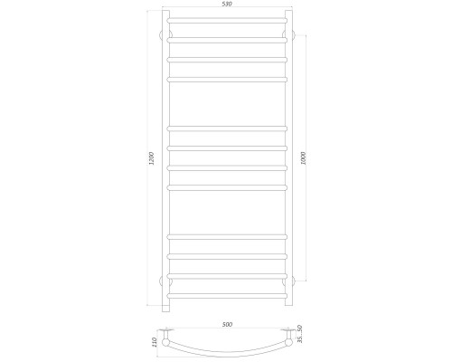 Рушникосушарка UNIO LDE ER 1200-500-12 BLK Драбинка Дуга Еліт електро чорна - UNIO