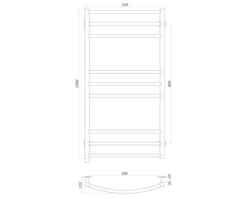 Рушникосушарка UNIO LDE ER 1000-500-9 BLK Драбинка Дуга Еліт електро чорна - UNIO