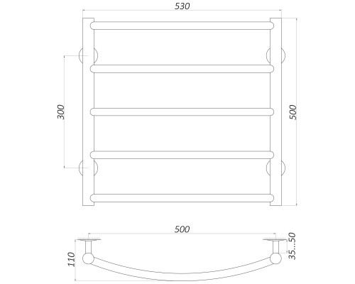 Рушникосушарка UNIO LD W 500-500-5 BLK Драбинка Дуга вода чорна - UNIO