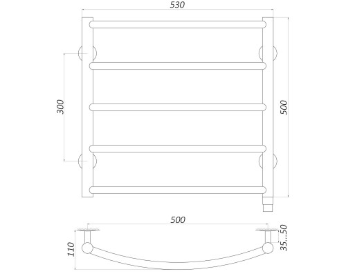 Рушникосушарка UNIO LD EL 500-500-5 BLK Драбинка Дуга електро чорна - UNIO