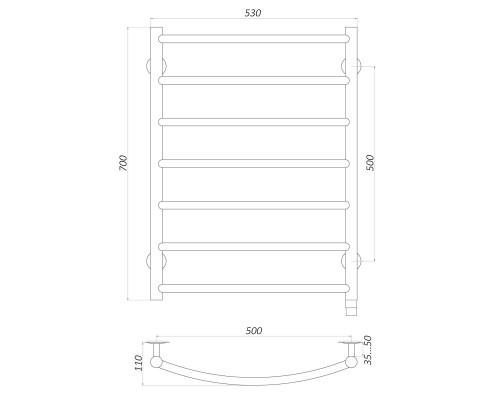 Рушникосушарка UNIO LD ER 700-500-7 BLK Драбинка Дуга електро чорна - UNIO