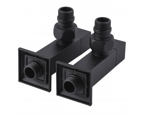 Набір Кран напівобертовий кутовий з американкою SOLOMON LUX 1/2″ CUBE BLACK 8888 (1уп) - Solomon